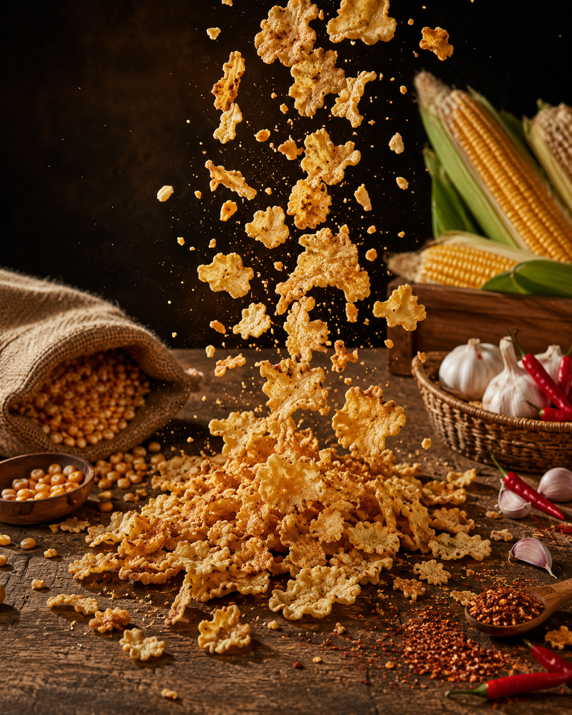 Marning jagung premium dalam mangkuk kayu